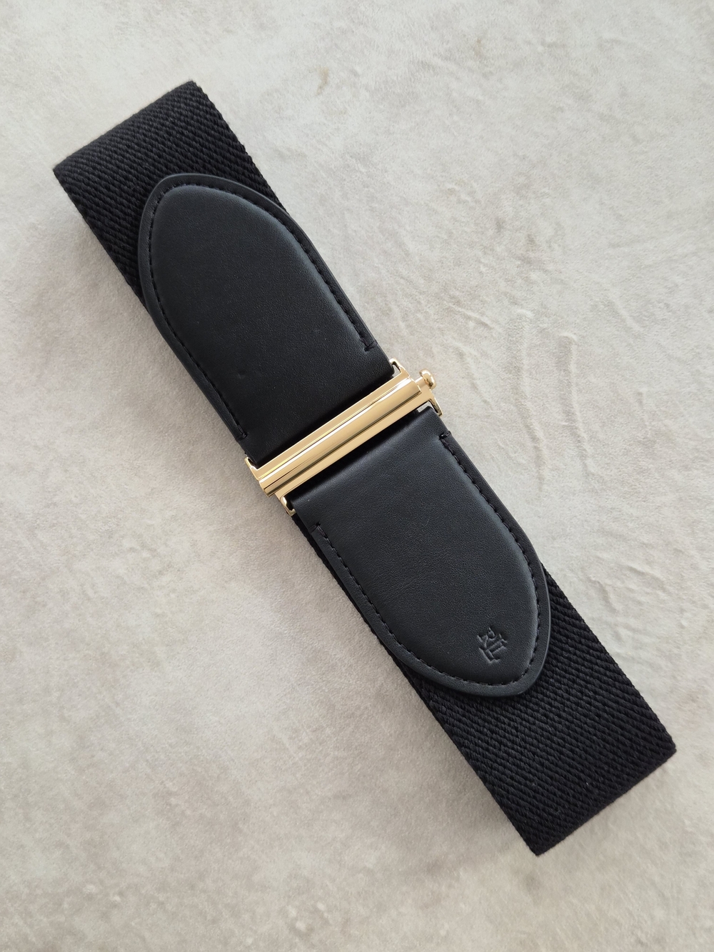 Ralph Lauren Black Elastic Stretch Waist Belt Gold Hardware XS